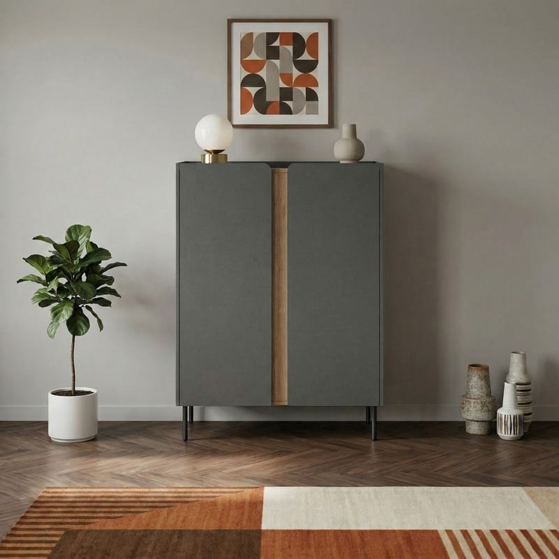 Lomar senkki 90x120,4x40,5 cm - Antrasiitti/Luonnontammi/Musta - Säilytys - Säilytyskalusteet - Senkki
