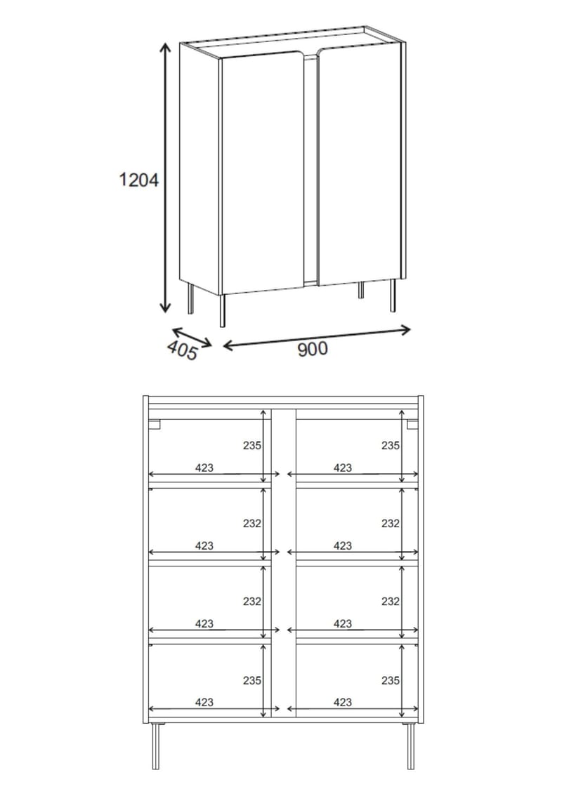 Lomar senkki 90x120,4x40,5 cm - Antrasiitti/Luonnontammi/Musta - Säilytys - Säilytyskalusteet - Senkki