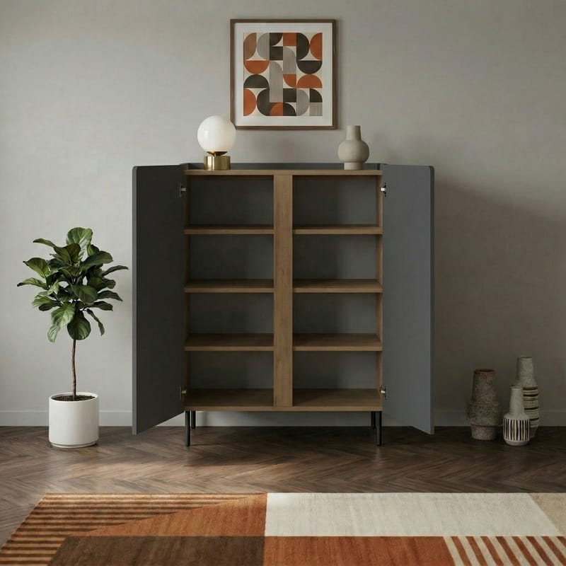 Lomar senkki 90x120,4x40,5 cm - Antrasiitti/Luonnontammi/Musta - Säilytys - Säilytyskalusteet - Senkki