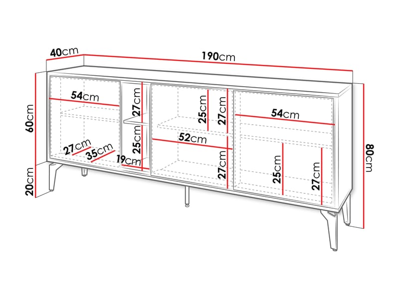 Lorvenn Senkki 190x40 cm - Ruskea/Musta - Säilytys - Säilytyskalusteet - Senkki