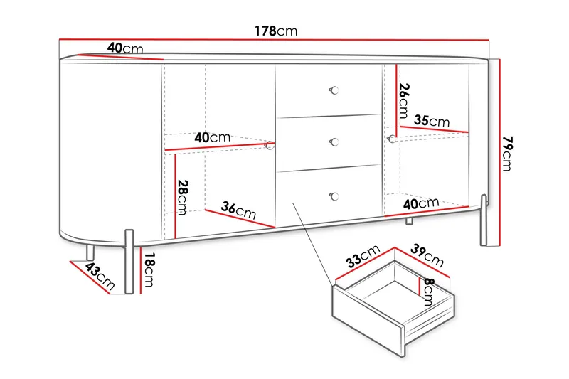 Maggio Senkki 178x43 cm - Beige - Säilytys - Säilytyskalusteet - Senkki