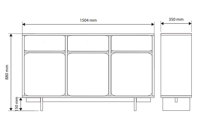 Marinport Lipasto 150 cm - Beige - Säilytys - Säilytyskalusteet - Lipasto