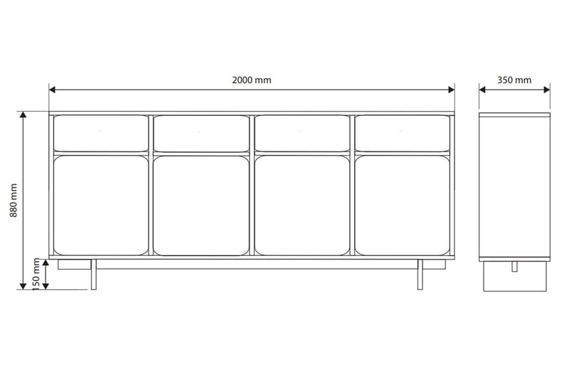 Marinport Lipasto 200 cm - Beige - Säilytys - Säilytyskalusteet - Lipasto