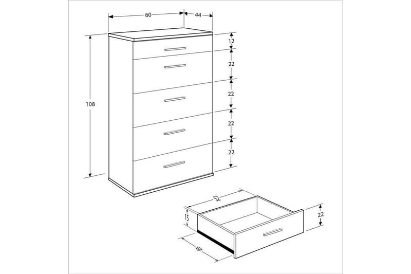 Matul lipasto 60 cm - Punertavanvärinen puu - Säilytys - Säilytyskalusteet - Lipasto