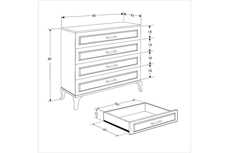 Matul lipasto 90 cm - Valkoinen - Säilytys - Säilytyskalusteet - Lipasto