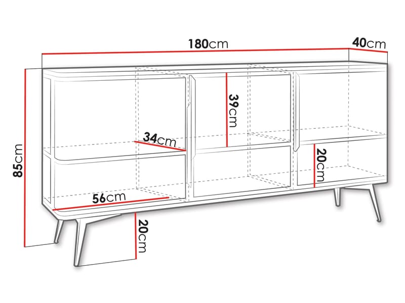 Mireva senkki 180 cm - beige, kulta - Säilytys - Säilytyskalusteet - Senkki