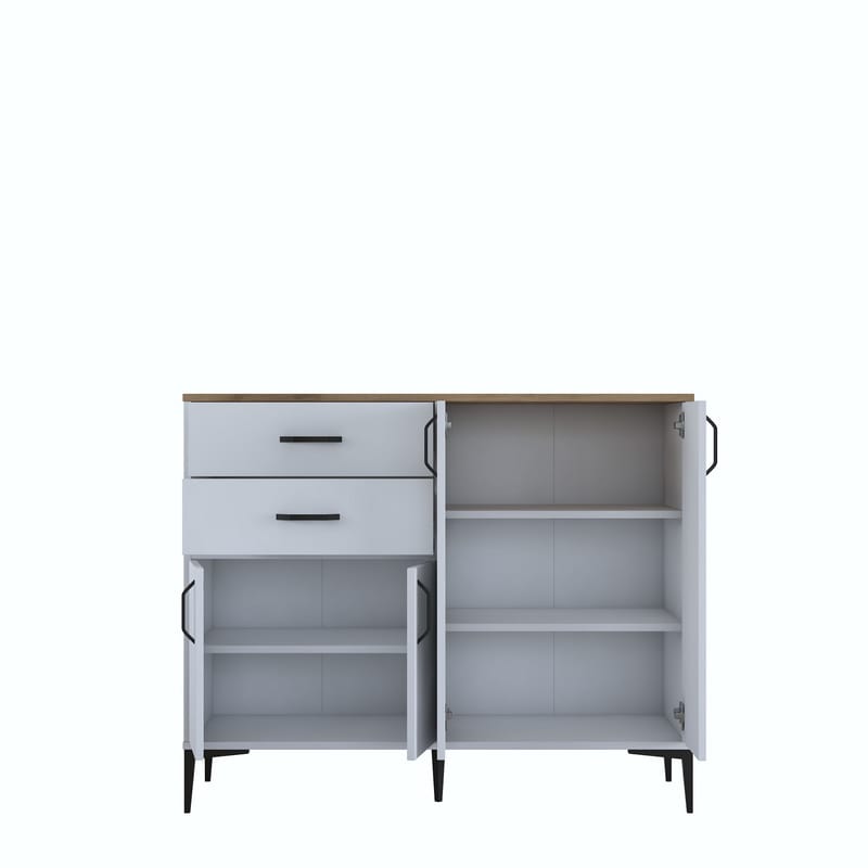 Monitoimikaappi Wallxpert Hyla (120 x 98,6 x 45 cm) Valkoinen pähkinä - Valkoinen ja pähkinä - Säilytys - Säilytyskalusteet - Senkki