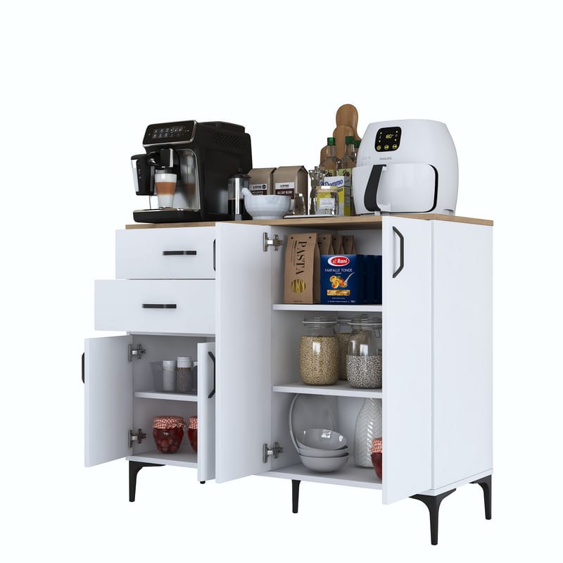 Monitoimikaappi Wallxpert Hyla (120 x 98,6 x 45 cm) Valkoinen pähkinä - Valkoinen ja pähkinä - Säilytys - Säilytyskalusteet - Senkki