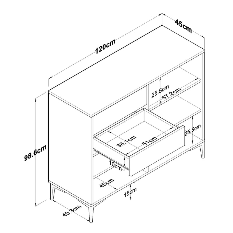 Monitoimikaappi Wallxpert Hyla (120 x 98,6 x 45 cm) Valkoinen pähkinä - Valkoinen ja pähkinä - Säilytys - Säilytyskalusteet - Senkki