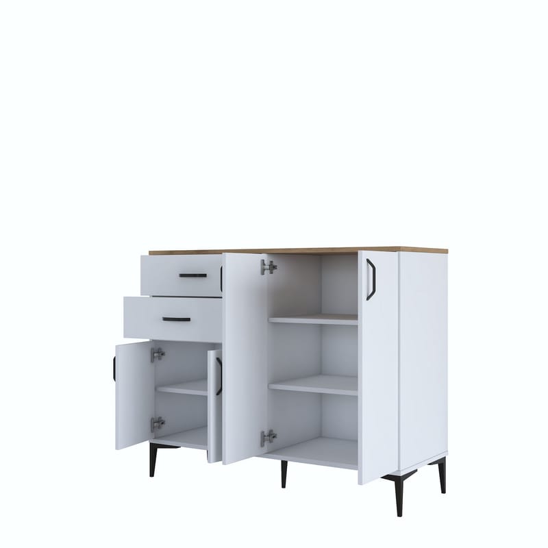 Monitoimikaappi Wallxpert Hyla (120 x 98,6 x 45 cm) Valkoinen pähkinä - Valkoinen ja pähkinä - Säilytys - Säilytyskalusteet - Senkki