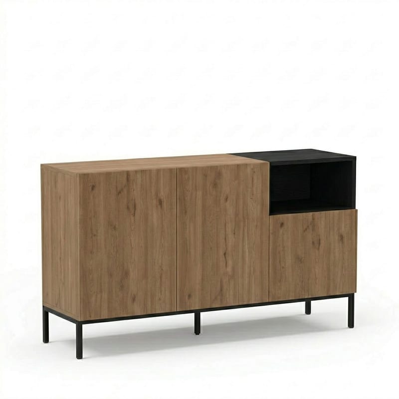 Morlen konsolipöytä 140x80x41,8 cm - Natural Oak, Wood Black, Sandstone - Säilytys - Säilytyskalusteet - Senkki