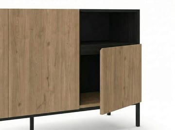 Morlen konsolipöytä 140x80x41,8 cm - Natural Oak, Wood Black, Sandstone - Säilytys - Säilytyskalusteet - Senkki