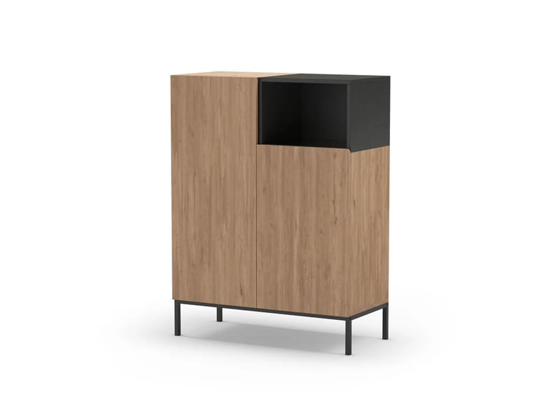 Morlen senkki 90x120x41,8 cm - Natural Oak, Wood Black, Sandstone - Säilytys - Säilytyskalusteet - Senkki