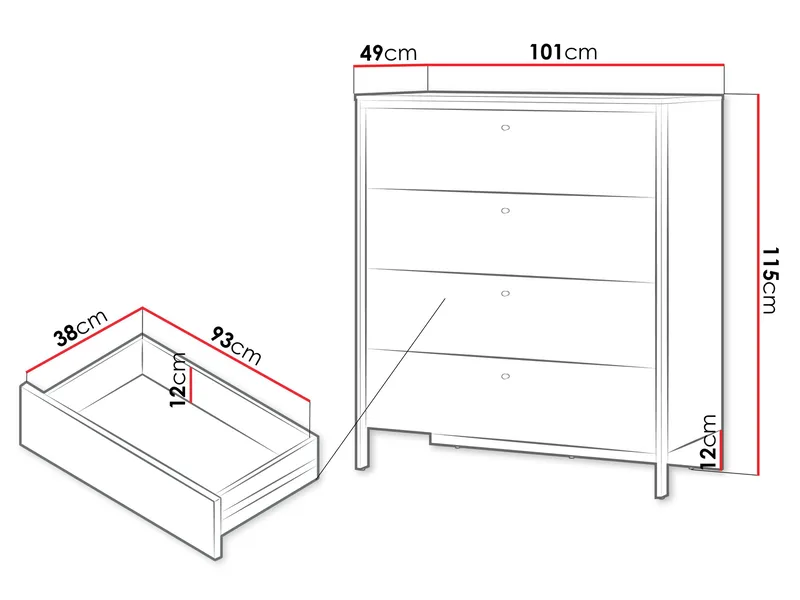 Navron Lipasto 101 cm - Beige - Säilytys - Säilytyskalusteet - Lipasto