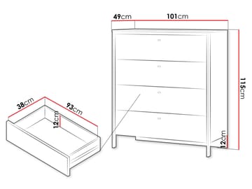 Navron Lipasto 101 cm - Beige - Säilytys - Säilytyskalusteet - Lipasto