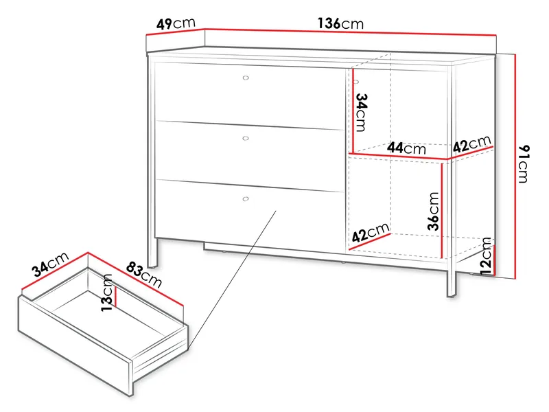 Navron Lipasto 136 cm - Beige - Säilytys - Säilytyskalusteet - Lipasto