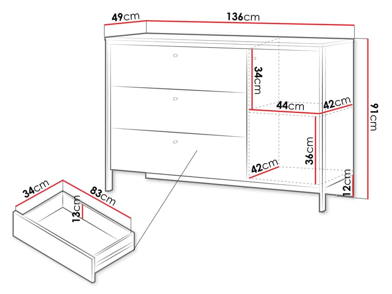 Navron Lipasto 136 cm - Beige - Säilytys - Säilytyskalusteet - Lipasto