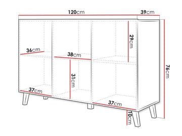 Orvik senkki 120 cm puuta metallijaloilla - Musta - Säilytys - Säilytyskalusteet - Senkki
