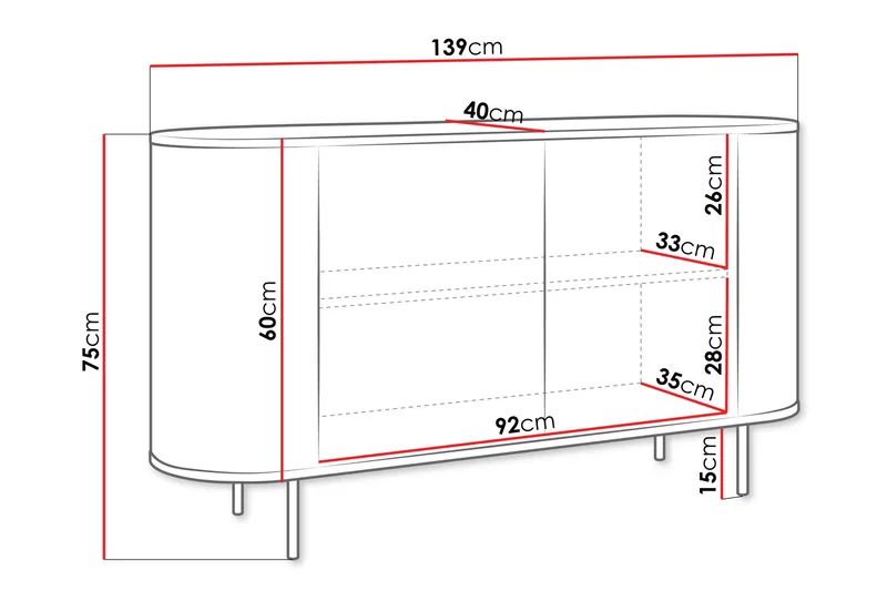 Pantego Senkki 139x40 cm - Ruskea - Säilytys - Säilytyskalusteet - Senkki