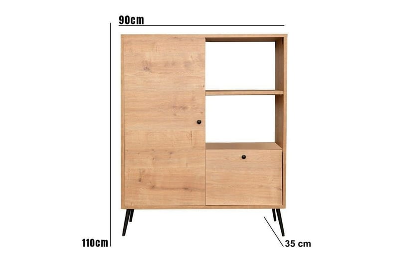 Perrenmies Lipasto 90 cm - Tammi/Musta - Säilytys - Säilytyskalusteet - Lipasto