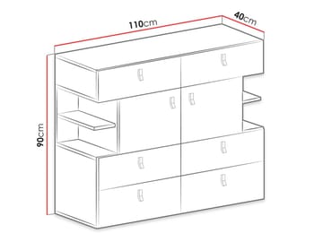 Planeta senkki 110 cm vaaleaa puuta - Musta - Säilytys - Säilytyskalusteet - Senkki