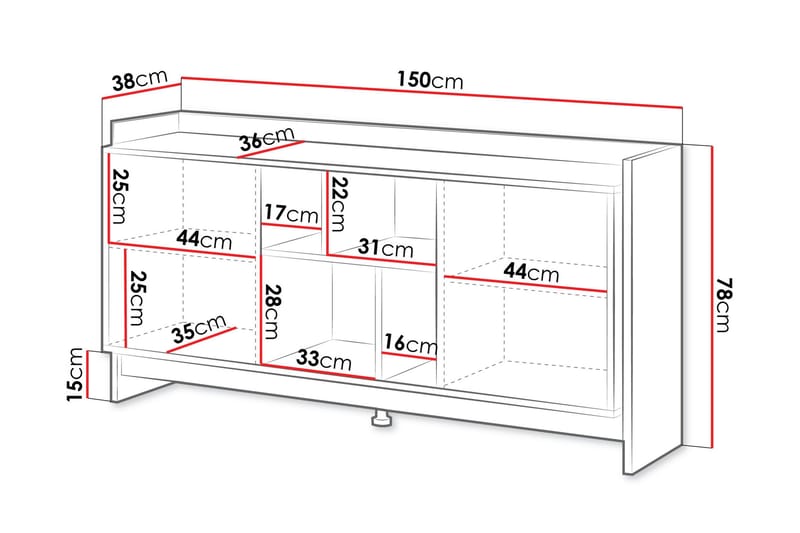 Polina Lipasto 150 cm - Ruskea / Musta - Säilytys - Säilytyskalusteet - Lipasto