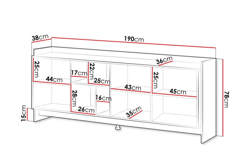 Polina Lipasto 190 cm - Ruskea / Musta - Säilytys - Säilytyskalusteet - Lipasto