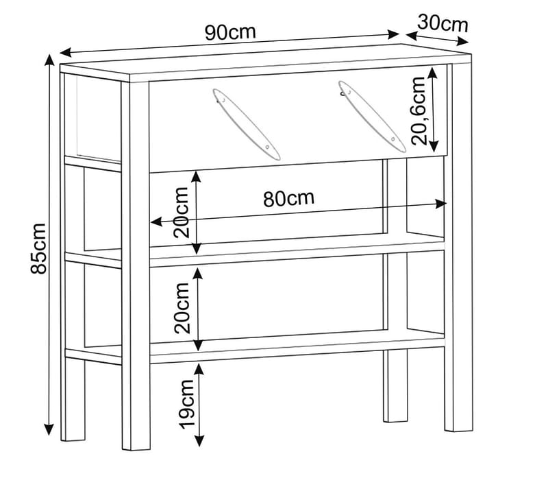 Relon lipasto 90x85x30 cm - Antrasiitti - Säilytys - Säilytyskalusteet - Senkki