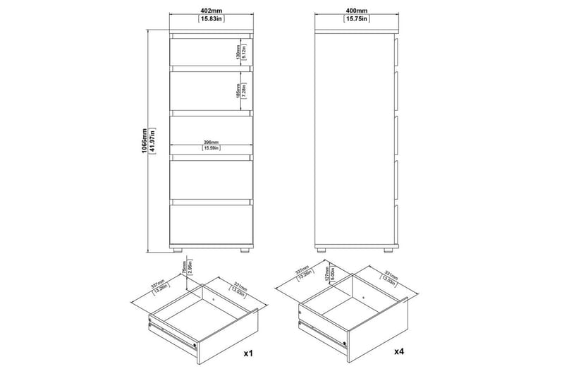 Rengo Lipasto 40,2 cm - Valkoinen - Säilytys - Säilytyskalusteet - Lipasto