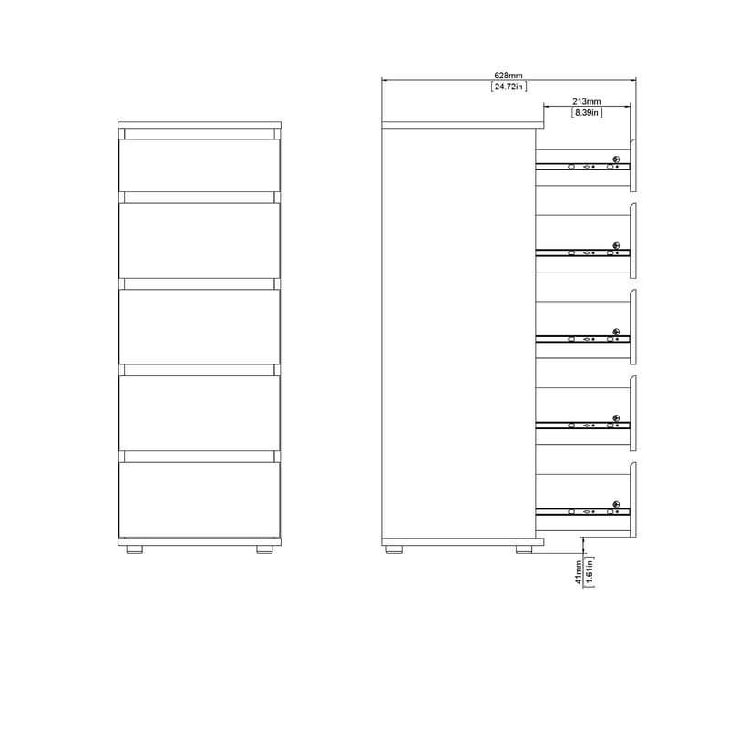 Rengo lipasto 5 laatikolla 40x40x107 cm - Säilytys - Säilytyskalusteet - Lipasto
