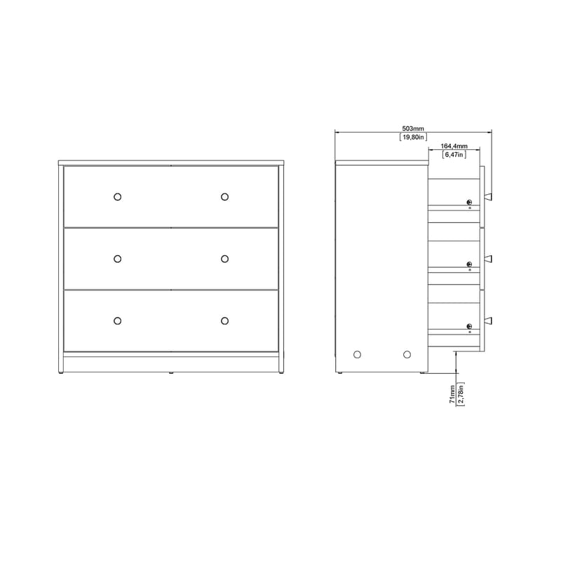 Renor lipasto 3 laatikkoa 72x30x68 cm - Säilytys - Säilytyskalusteet - Lipasto