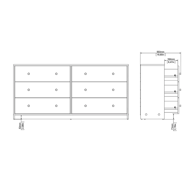 Renor lipasto kaksoislipasto 6 laatikolla 143x30x68 cm - Säilytys - Säilytyskalusteet - Lipasto
