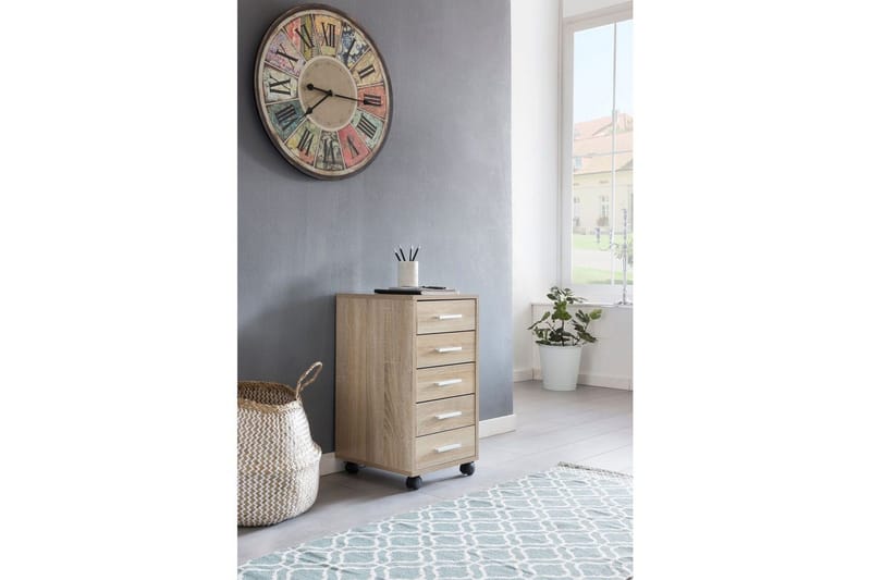 Rullakontti Wohnling 5 laatikkoa pyörillä, pinnoitettua kalustelevyä, moderni tyyli Sonoma - Sonoma - Säilytys - Säilytyskalusteet - Lipasto - Laatikostot