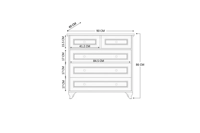 Rylic Lipasto 90 cm - Matta Valkoinen - Säilytys - Säilytyskalusteet - Lipasto
