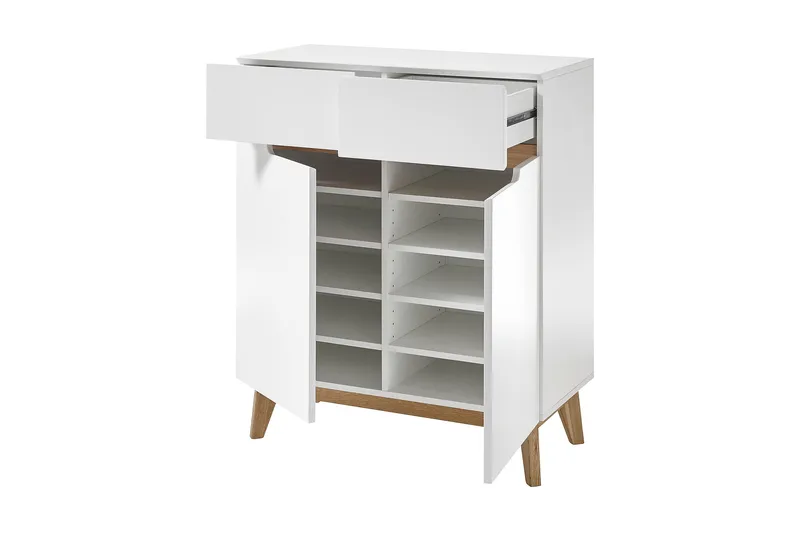 Eteisarkku Marleny 85 cm - Valkoinen/Tammi - Säilytys - Säilytyskalusteet - Säilytysarkku