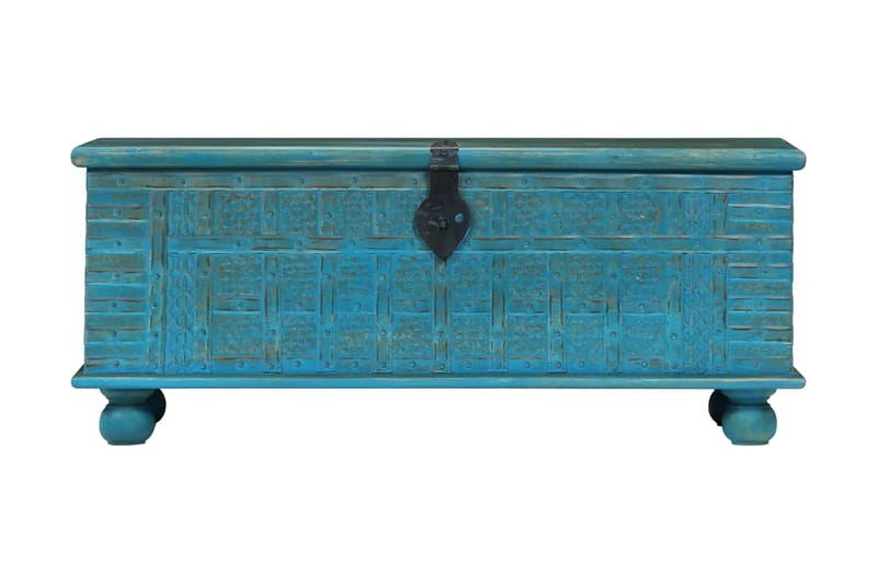Säilytysarkku kiinteä mangopuu 100x40x41 cm sininen - Sininen - Säilytys - Säilytyskalusteet - Säilytysarkku