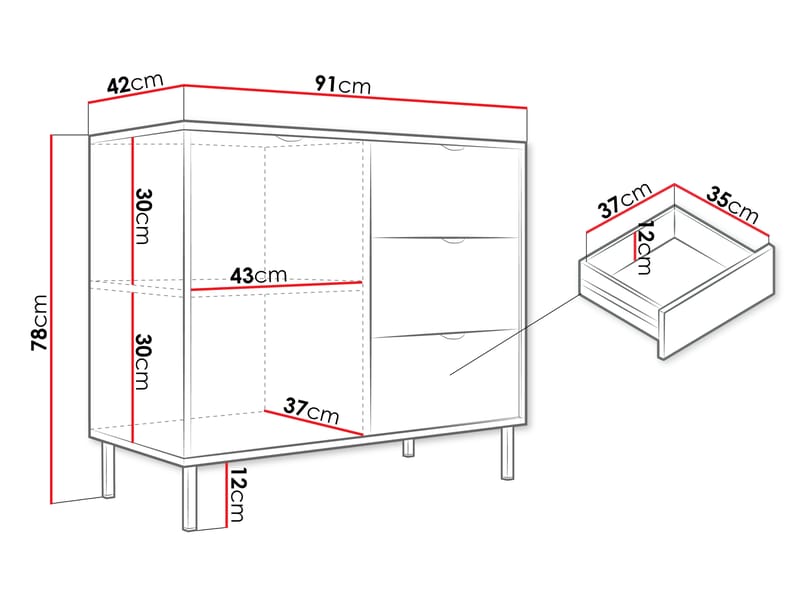 Salmor Senkki 91x42 cm - Valkoinen - Säilytys - Säilytyskalusteet - Senkki