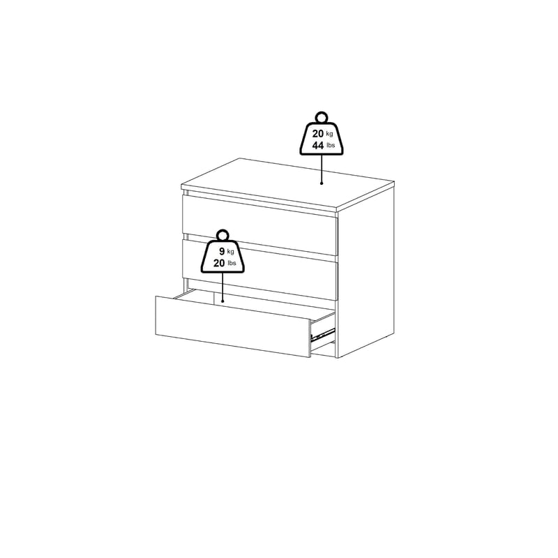 Salomns lipasto 3 laatikolla 77x50x68 cm - Säilytys - Säilytyskalusteet - Lipasto