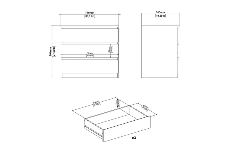 Salomns Lipasto 77 cm - Musta - Säilytys - Säilytyskalusteet - Lipasto