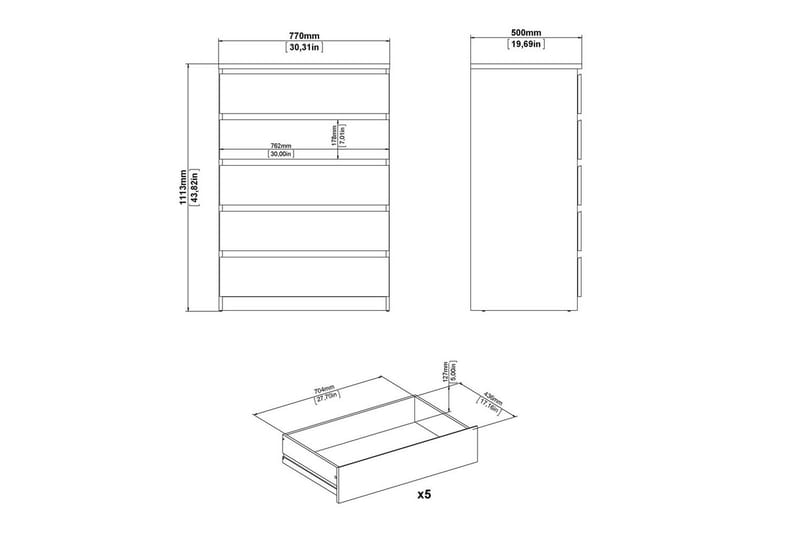Salomns Lipasto 77 cm - Valkoinen - Säilytys - Säilytyskalusteet - Lipasto