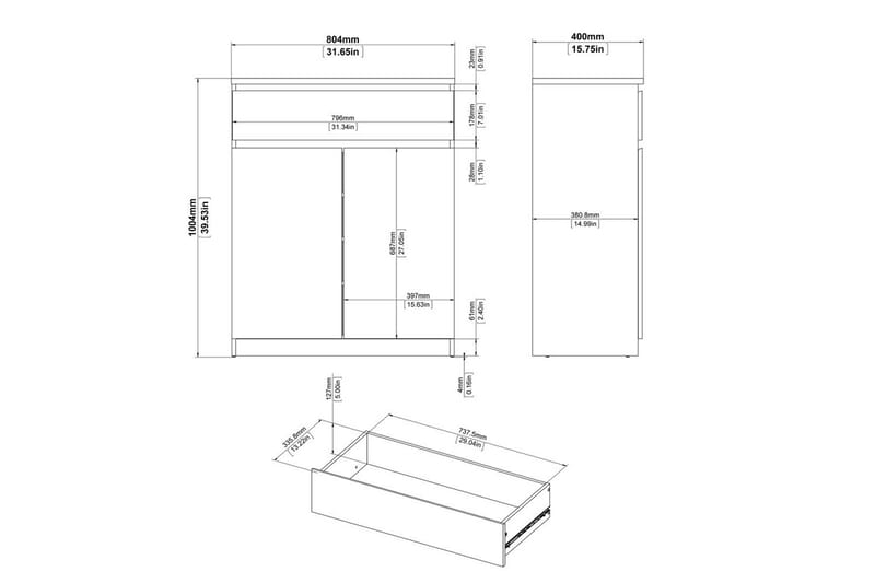 Salomns Senkki 80,4x40 cm - Valkoinen - Säilytys - Säilytyskalusteet - Senkki