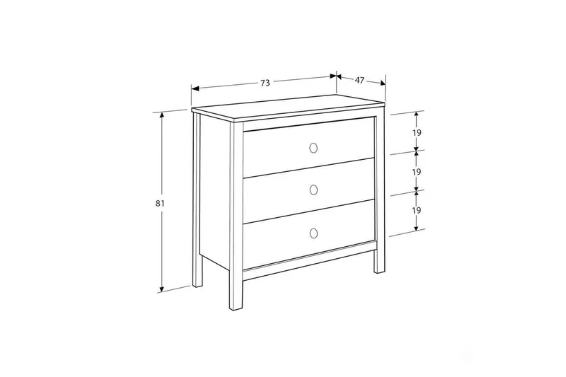 Seban Lipasto 73 cm - Valkoinen - Säilytys - Säilytyskalusteet - Lipasto