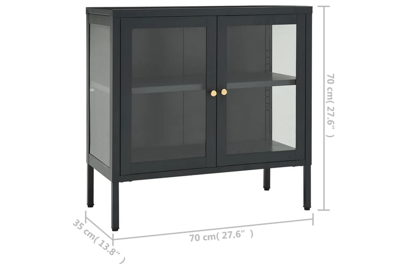 Senkki antrasiitti 70x35x70 cm teräs ja lasi - Antrasiitti - Säilytys - Säilytyskalusteet - Senkki