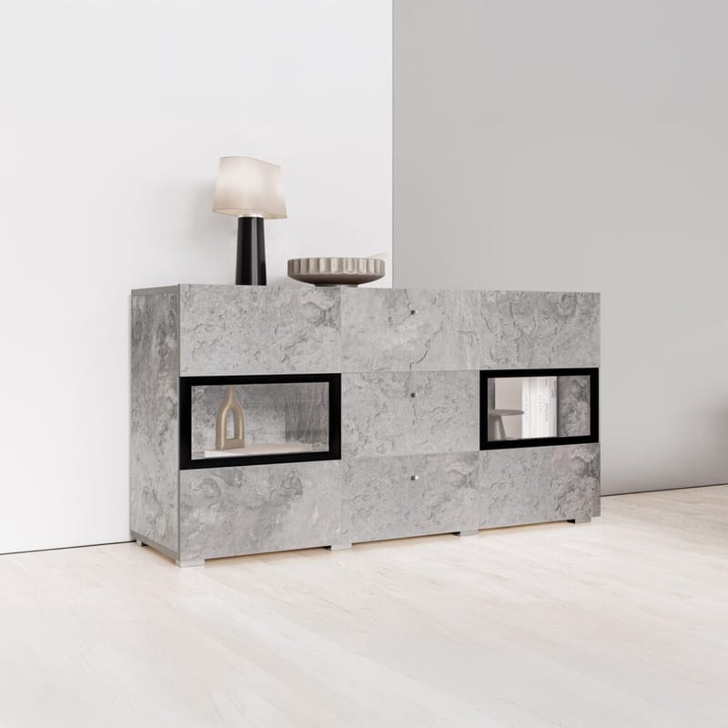 Senkki Baros 2 ovea ja 3 laatikkoa - Betonivalo - Säilytys - Säilytyskalusteet - Senkki