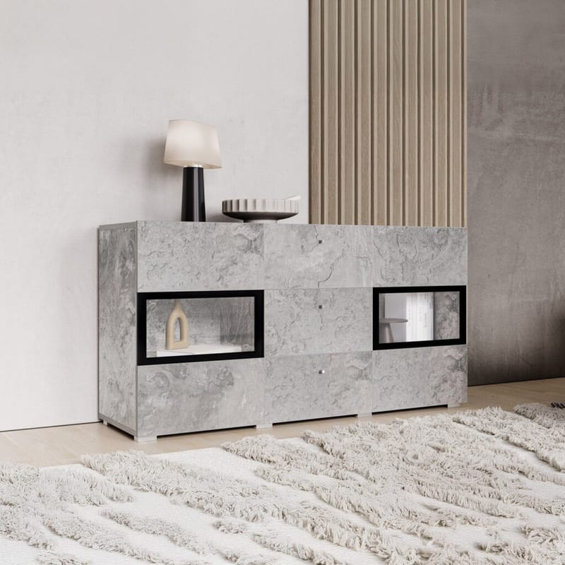 Senkki Baros 2 ovea ja 3 laatikkoa - Betonivalo - Säilytys - Säilytyskalusteet - Senkki