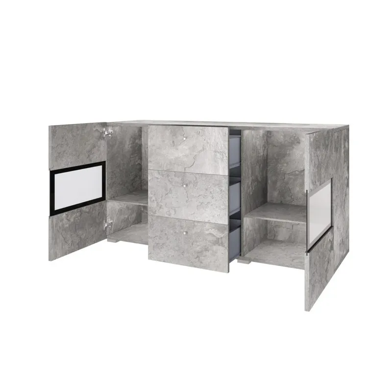 Senkki Baros 2 ovea ja 3 laatikkoa - Betonivalo - Säilytys - Säilytyskalusteet - Senkki