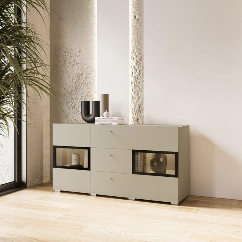 Senkki Baros 2 ovea ja 3 laatikkoa - Vaalea beige - Säilytys - Säilytyskalusteet - Senkki