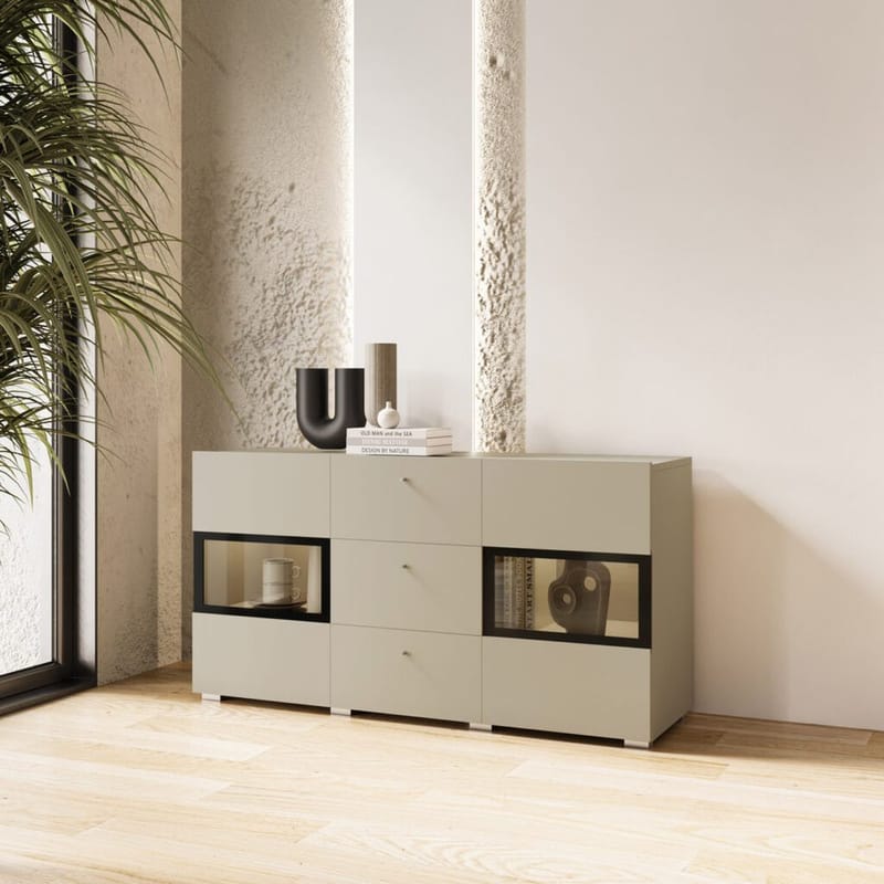 Senkki Baros 2 ovea ja 3 laatikkoa - Vaalea beige - Säilytys - Säilytyskalusteet - Senkki