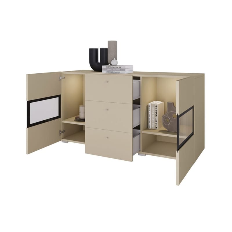 Senkki Baros 2 ovea ja 3 laatikkoa - Vaalea beige - Säilytys - Säilytyskalusteet - Senkki