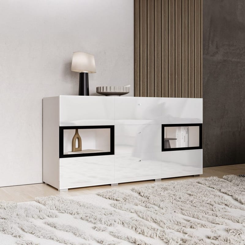 Senkki Baros 2 ovea ja 3 laatikkoa - Valkoinen laminaatti - Säilytys - Säilytyskalusteet - Senkki